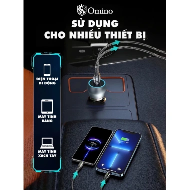 Tẩu Sạc Nhanh 38W OMINO cho Ô Tô - 2 Cổng USB & Type C, Chống Cháy Nổ, Kiểm Soát Quá Tải, Giá 90.000đ