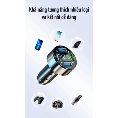Tẩu Sạc Nhanh 4 Cổng 66W PD Type-C QC3.1A Thông Minh cho Xe Hơi – Giá 44.990₫