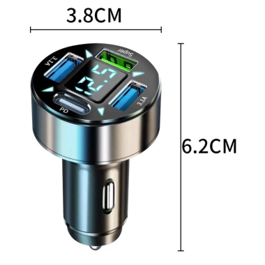 Tẩu sạc nhanh 4 cổng 66W PD Type-C QC3.1A - Thông minh xe hơi, màn hình kỹ thuật số, giá 45.000₫ 5 Tẩu sạc nhanh 4 cổng 66W PD Type-C QC3.1A - Thông minh xe hơi, màn hình kỹ thuật số, giá 45.000₫ 5