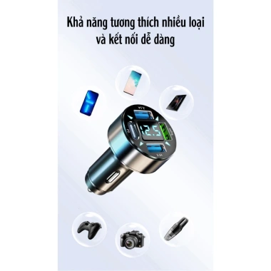 Tẩu sạc nhanh 4 cổng 66W PD Type-C QC3.1A - Thông minh xe hơi, màn hình kỹ thuật số, giá 45.000₫ 6 Tẩu sạc nhanh 4 cổng 66W PD Type-C QC3.1A - Thông minh xe hơi, màn hình kỹ thuật số, giá 45.000₫ 6