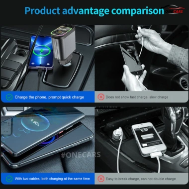Tẩu Sạc Nhanh 4 trong 1 Ô Tô 120W USB Type-C Đèn Chiếu Trần, Phù Hợp Mọi Loại Xe – Giá 90.000