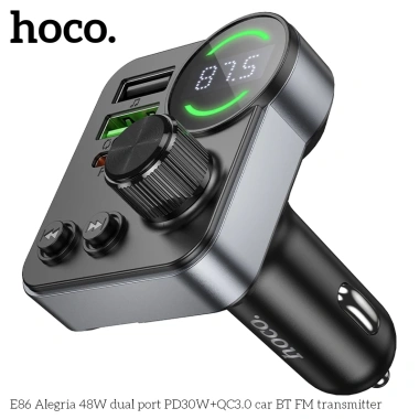 Tẩu sạc nhanh 48W Bluetooth Hoco E86 - 2 USB + Type-C, phát nhạc USB/TF, FM, giá 169.000 VND 2 Tẩu sạc nhanh 48W Bluetooth Hoco E86 - 2 USB + Type-C, phát nhạc USB/TF, FM, giá 169.000 VND 2