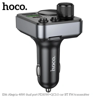 Tẩu sạc nhanh 48W Bluetooth Hoco E86 - 2 USB + Type-C, phát nhạc USB/TF, FM, giá 169.000 VND