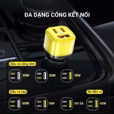 Tẩu Sạc Nhanh 60W Ô Tô Mini Đa Năng 2 Cổng Type C và 1 Cổng USB Giá 144k 7 Tẩu Sạc Nhanh 60W Ô Tô Mini Đa Năng 2 Cổng Type C và 1 Cổng USB Giá 144k 7