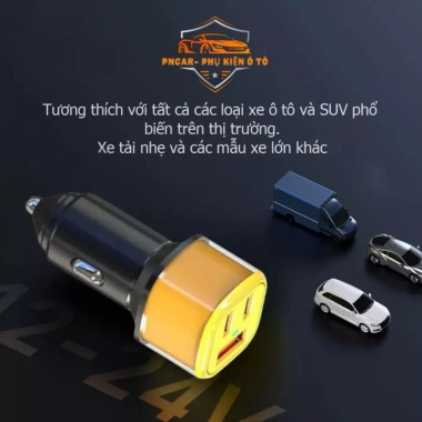 Tẩu Sạc Nhanh 60W Ô Tô Mini Đa Năng 2 Cổng Type C và 1 Cổng USB Giá 144k