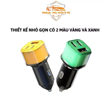 Tẩu Sạc Nhanh 60W Ô Tô Mini Đa Năng 2 Cổng Type C và 1 Cổng USB Giá 144k