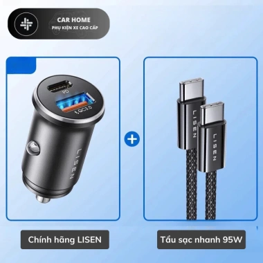 Tẩu sạc nhanh 95W Lisen ô tô - 2 cổng QC3.0 & PD, chống cháy nổ, giá 185k