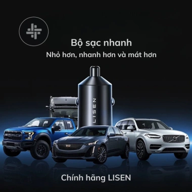 Tẩu sạc nhanh 95W Lisen ô tô - 2 cổng QC3.0 & PD, chống cháy nổ, giá 185k