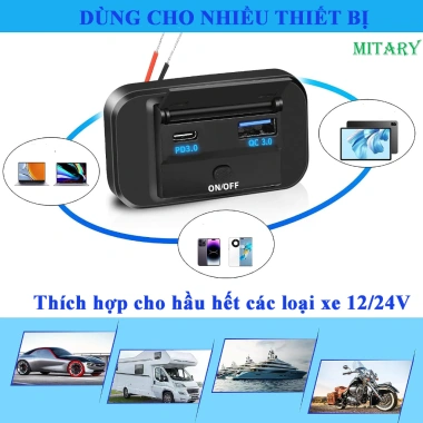 Tẩu sạc nhanh điện thoại cho xe máy, ô tô, tàu thuyền 2 cổng Type‑C & USB 12‑24V MTR005 – Giá chỉ 106.000₫ 6 Tẩu sạc nhanh điện thoại cho xe máy, ô tô, tàu thuyền 2 cổng Type‑C & USB 12‑24V MTR005 – Giá chỉ 106.000₫ 6