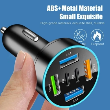 Tẩu Sạc Nhanh Điện Thoại Ô tô 12V-24V 66W QC3.0 - 6 Cổng USB PD Siêu Nhanh, Giá 35.000₫