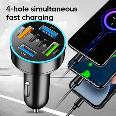 Tẩu Sạc Nhanh Điện Thoại Ô tô 12V-24V 66W QC3.0 - 6 Cổng USB PD Siêu Nhanh, Giá 35.000₫