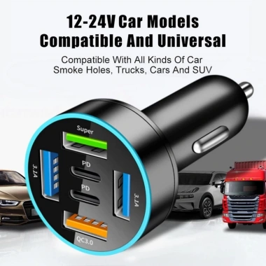 Tẩu Sạc Nhanh Điện Thoại Ô tô 12V-24V 66W QC3.0 - 6 Cổng USB PD Siêu Nhanh, Giá 35.000₫ 8 Tẩu Sạc Nhanh Điện Thoại Ô tô 12V-24V 66W QC3.0 - 6 Cổng USB PD Siêu Nhanh, Giá 35.000₫ 8