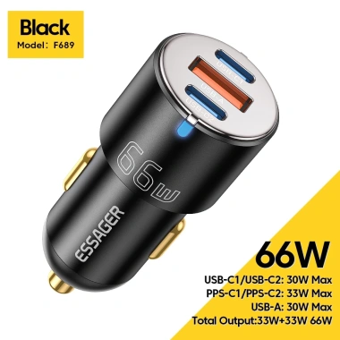 Tẩu sạc nhanh Essager PD3.0 QC3.0 2 cổng USB-C, phù hợp iPhone 13/12, Xiaomi, Samsung - Giá chỉ 274.340 VND