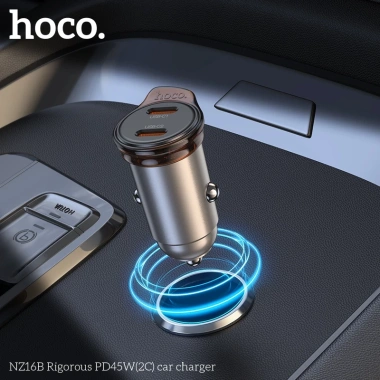 Tẩu sạc nhanh Hoco NZ16B 45W 2 cổng Type-C, thiết kế nhỏ gọn, giá ưu đãi 149.000₫