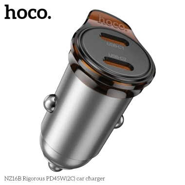 Tẩu sạc nhanh Hoco NZ16B 45W 2 cổng Type-C, thiết kế nhỏ gọn, giá ưu đãi 149.000₫
