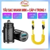 Tẩu sạc nhanh Hyundai C13 PD30W + USB QC3.0 ô tô, cáp 4 trong 1 65W - 52.000đ