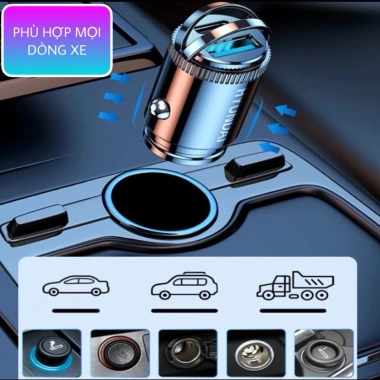 Tẩu sạc nhanh Hyundai C13 PD30W + USB QC3.0 ô tô, cáp 4 trong 1 65W - 52.000đ