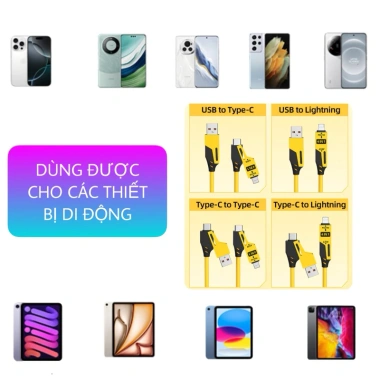 Tẩu sạc nhanh Hyundai C13 PD30W + USB QC3.0 ô tô, cáp 4 trong 1 65W - 52.000đ