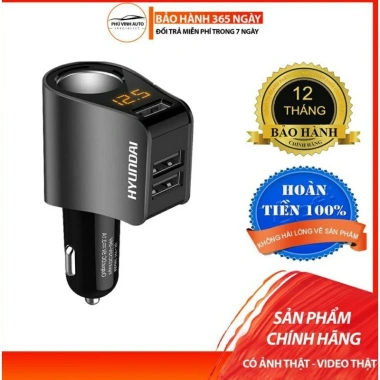 Tẩu Sạc Nhanh Hyundai Hy10 - 1 Tẩu Tròn 3 USB Nhỏ, Hàng Chính Hãng, Giá 145k 9