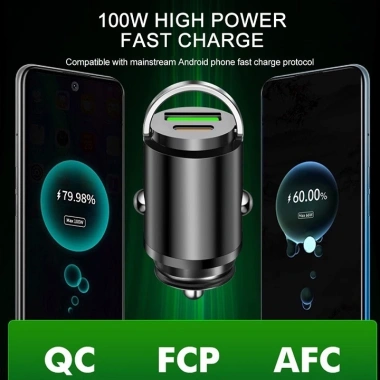 Tẩu Sạc Nhanh Mini 66W 2 Cổng USB Type-C PD30W + QC3.0 cho ô tô - Giá chỉ 59.000 VND