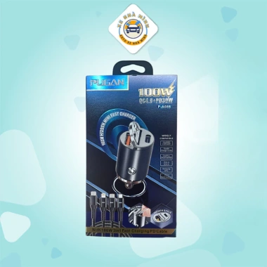 Tẩu sạc nhanh ô tô 100W kèm dây 3 đầu ra, cáp bọc dù, giá ưu đãi 232.000 VND