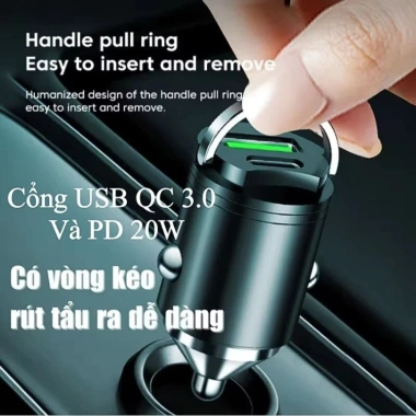 Tẩu sạc nhanh ô tô 100W kèm dây 3 đầu ra, cáp bọc dù, giá ưu đãi 232.000 VND
