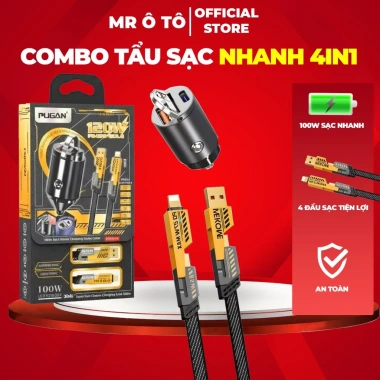 Tẩu Sạc Nhanh Ô Tô 120W 4in1 Sạc Nhanh Nhiều Thiết Bị Tiện Lợi và Bền Đẹp