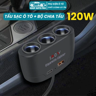 Tẩu Sạc Nhanh Ô Tô 120W 5 trong 1 USB Type C + 3 Cổng Giá Ưu Đãi 69.000₫