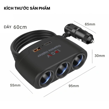 Tẩu Sạc Nhanh Ô Tô 120W 5 trong 1 USB Type C + 3 Cổng Giá Ưu Đãi 69.000₫