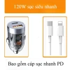 Tẩu sạc nhanh ô tô 120W - Chip thông minh, USB/Type-C kép, tự ngắt an toàn, phù hợp mọi xe 9