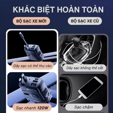 Tẩu sạc nhanh ô tô 120W DIBESMART 4 trong 1 - Sạc đa thiết bị, giá 259.000 VND