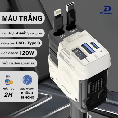 Tẩu sạc nhanh ô tô 120W DIBESMART 4 trong 1 - Sạc đa thiết bị, giá 259.000 VND 10 Tẩu sạc nhanh ô tô 120W DIBESMART 4 trong 1 - Sạc đa thiết bị, giá 259.000 VND 10
