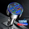 Tẩu Sạc Nhanh Ô tô 12V-24V 100W QC3.0 6 Cổng USB PD LED Sạc Siêu Nhanh cho Điện Thoại