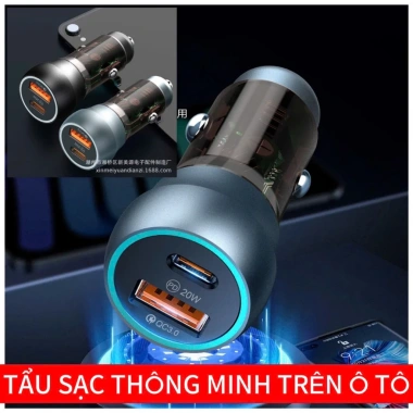 Tẩu sạc nhanh ô tô 38W an toàn, 2 cổng USB và Type-C, sạc mọi thiết bị 80.000₫ 6