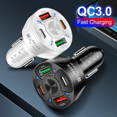 Tẩu sạc nhanh ô tô 4 cổng USB Type C PD20W QC3.0 - Sạc đồng thời, chỉ 35.000₫