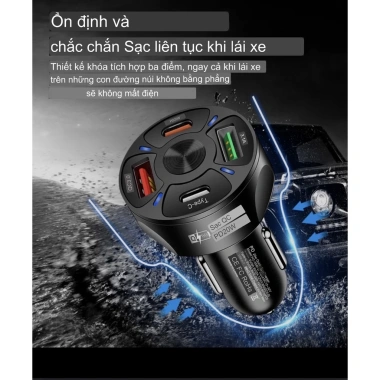 Tẩu sạc nhanh ô tô 4 cổng USB Type C PD20W QC3.0 - Sạc đồng thời, chỉ 35.000₫