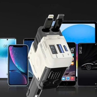 Tẩu sạc nhanh ô tô 4 trong 1 (V) - Sạc đồng thời USB-C, USB-A, 12V, giảm giá 20% chỉ 229.000₫