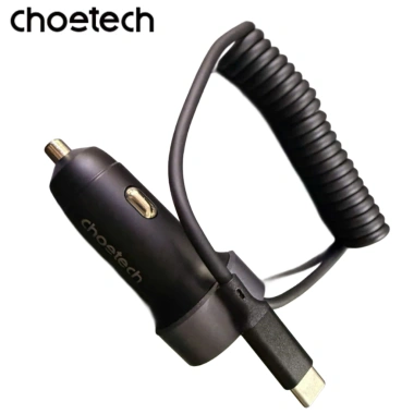 Tẩu sạc nhanh ô tô 65W Choetech TC30 dây cáp lò xo Type-C giảm còn 299.000₫