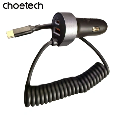 Tẩu sạc nhanh ô tô 65W Choetech TC30 dây cáp lò xo Type-C giảm còn 299.000₫