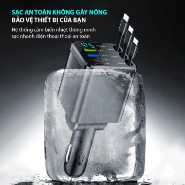 Tẩu Sạc Nhanh Ô Tô 7 in 1 120W PD3.0 – 7 Cổng USB Type-C & Lightning PNCar