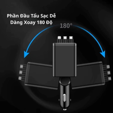 Tẩu Sạc Nhanh Ô Tô 7 in 1 120W PD3.0 – 7 Cổng USB Type-C & Lightning PNCar
