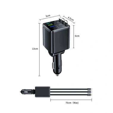 Tẩu Sạc Nhanh Ô Tô 7 in 1 120W PD3.0 – 7 Cổng USB Type-C & Lightning PNCar