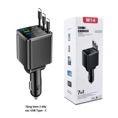 Tẩu Sạc Nhanh Ô Tô 7 in 1 120W PD3.0 – 7 Cổng USB Type-C & Lightning PNCar
