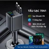 Tẩu Sạc Nhanh Ô Tô 7 in 1, 7 Cổng USB Type-C & Lightning, 120W PD3.0, Hàng Cao Cấp, Giá 107k
