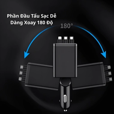 Tẩu Sạc Nhanh Ô Tô 7 in 1, 7 Cổng USB Type-C & Lightning, 120W PD3.0, Hàng Cao Cấp, Giá 107k 7