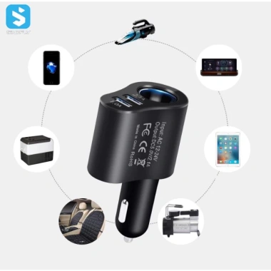 Tẩu Sạc Nhanh Ô Tô Chính Hãng: 2 USB + 1 Tẩu Tròn, Giá 45.000₫ 6