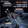 Tẩu sạc nhanh ô tô dây rút Type‑C 120W + Lightning 15W, USB & đèn chiếu trần – Giá 250.000₫ 2