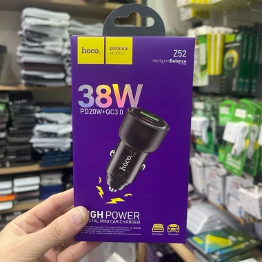 Tẩu sạc nhanh ô tô HOCO 2 cổng QC 3.0 & PD 20W - Tự ngắt khi đầy pin, giá chỉ 85.000đ 3