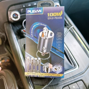 Tẩu sạc nhanh ô tô PUGAN 100W, cắm âm nguồn, 2 USB & TYPE‑C, giá 132.300₫