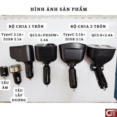 Tẩu sạc nhanh ô tô QC3 PD 2 cổng USB Type C - Auto247, giảm còn 35.000₫